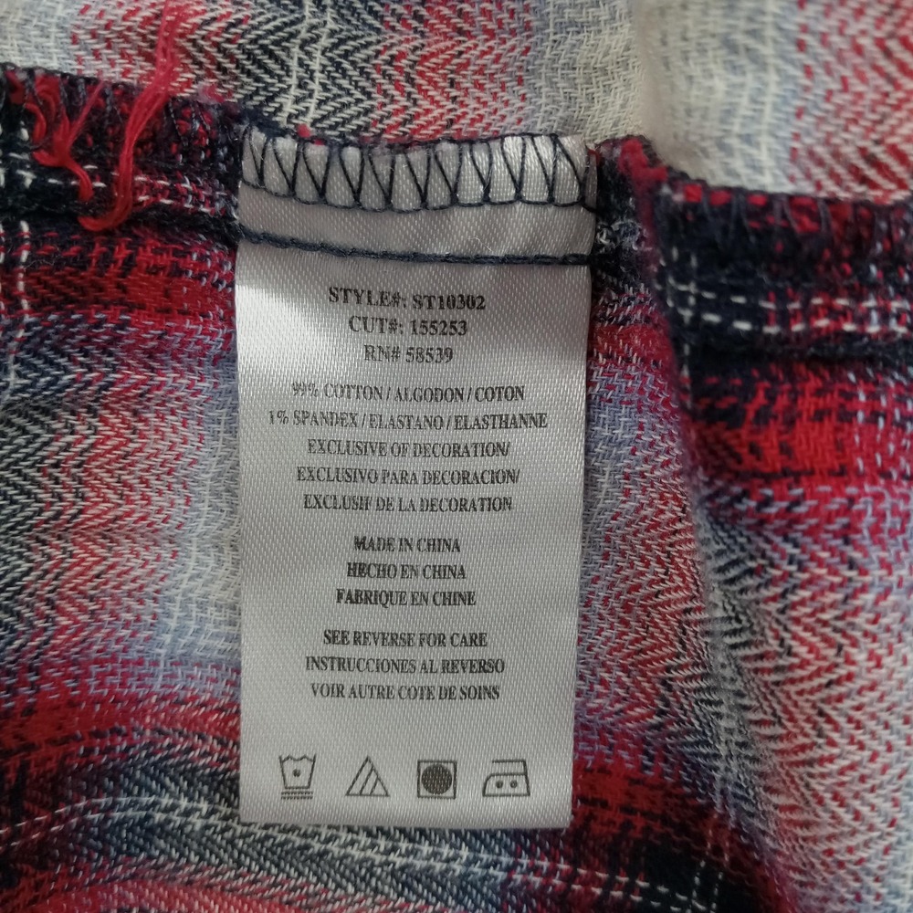Kut From The Kloth Shirt Womens XL Red Plaid Snap Button Up Down Flannel ST10302 - Picture 3 of 6